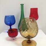 Empoli cup vase in amber yellow glass 1950