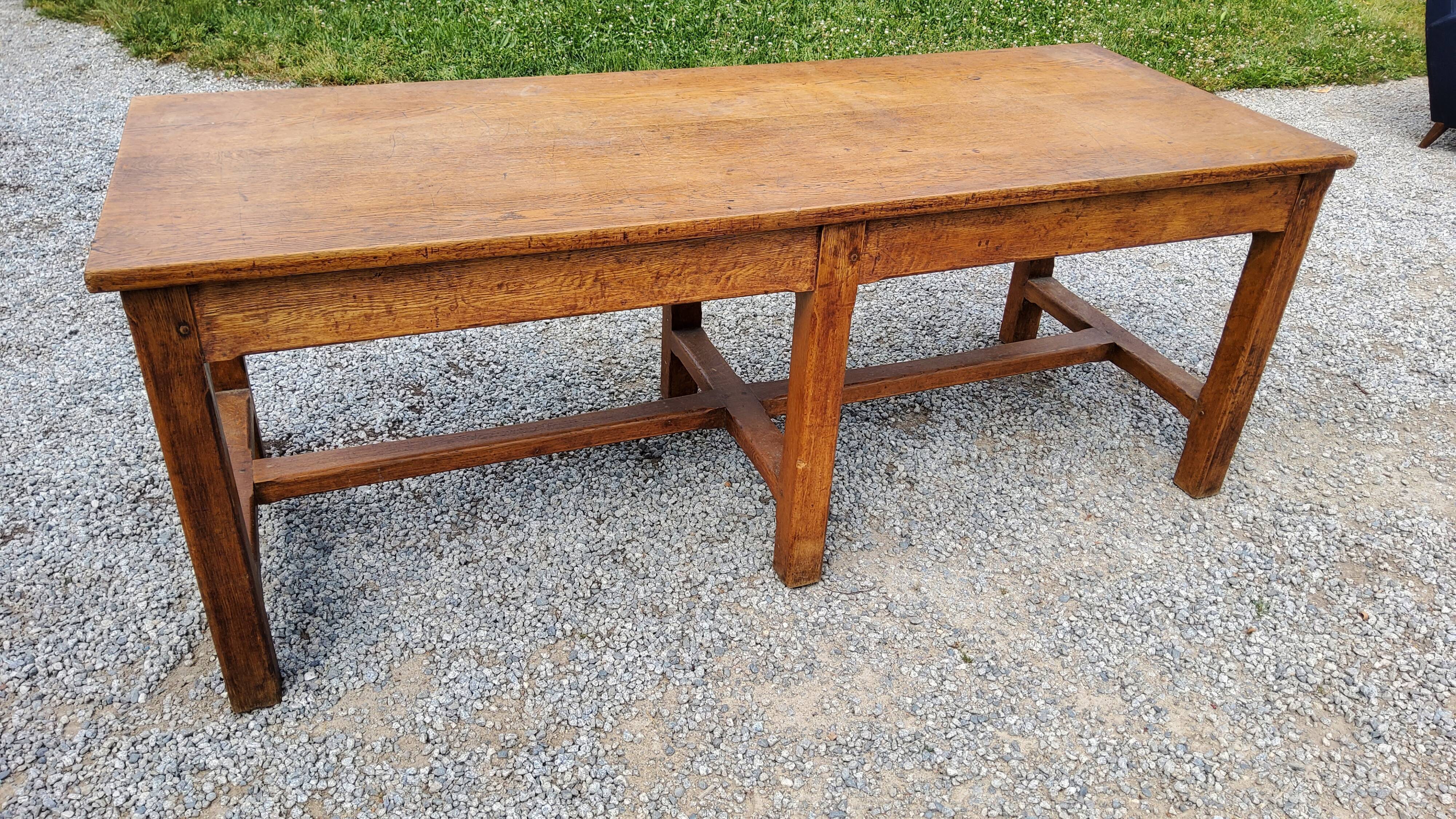 Oak farmhouse table 6 feet 2 drawers 200cm