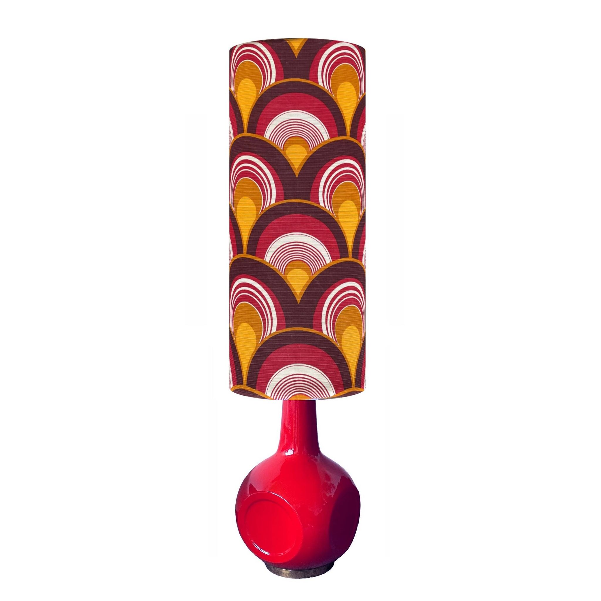 Lampe de sol Saga - céramique rouge et tissu vintage 1970's