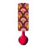 Saga floor lamp - red ceramic and vintage fabric 1970s