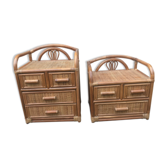 Rattan bamboo bedsides