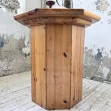 Hexagonal console table guéridon Regain pine 1970