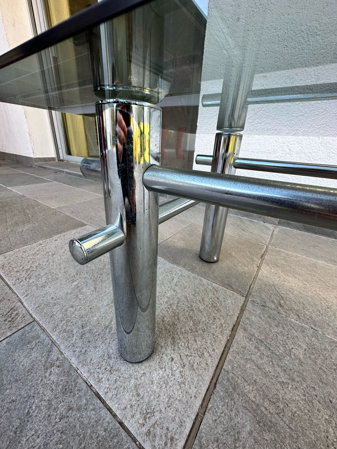 Metal and glass coffee table 70s