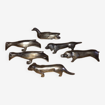 Lot de 6 portes-couteaux animaliers art déco