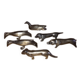 Set of 6 art deco animal knife holders