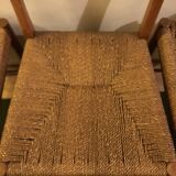 Chaises bois et corde vintage scandinave années 60
