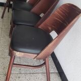 Set of 4 vintage faux wood chairs in the style of Hoswald Haerdtl