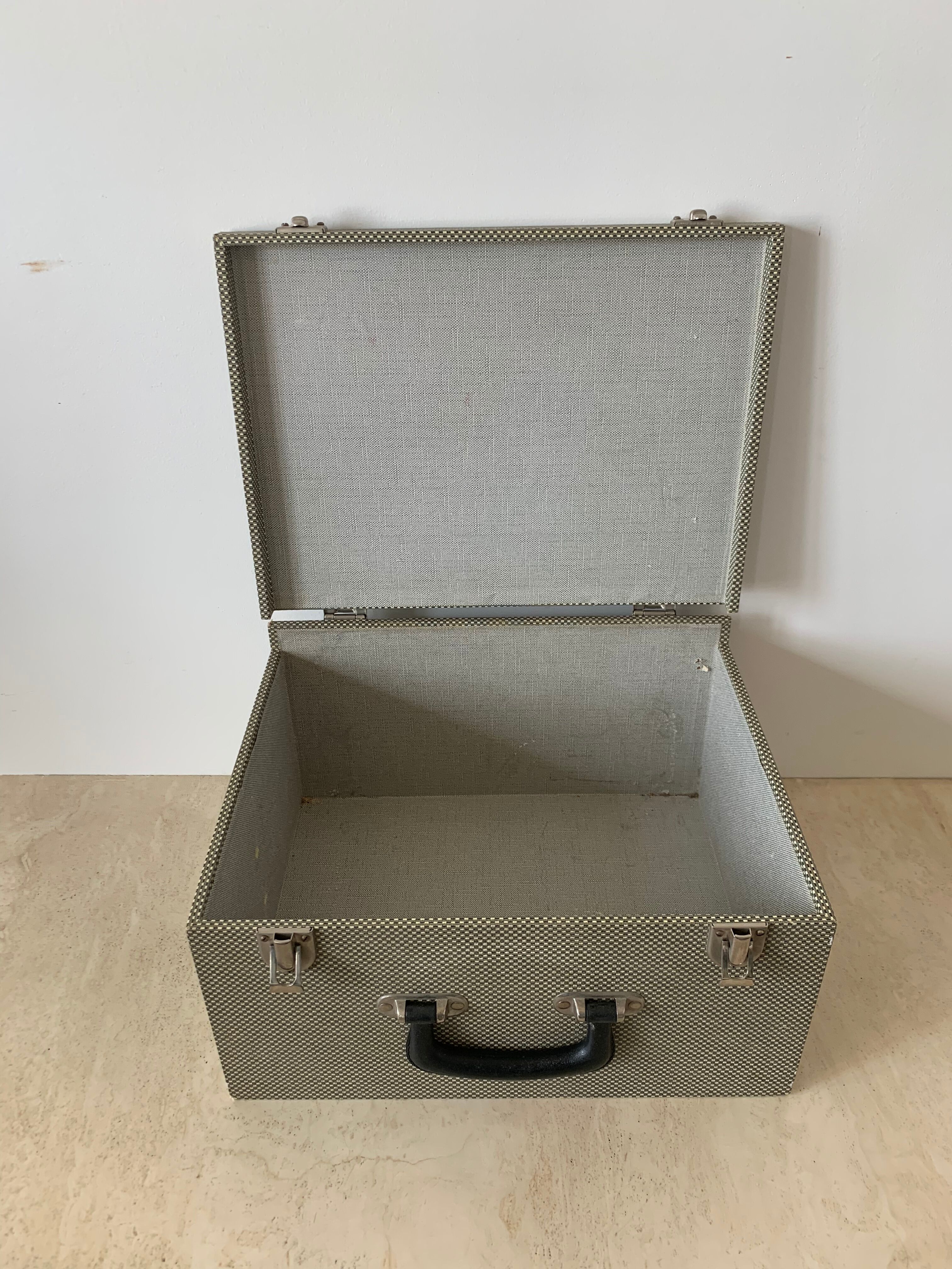 Suitcase, vintage upholstered box