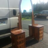 Art Deco dressing table in walnut and red Languedoc marble
