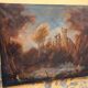 Old oil painting on canvas landscape with ruins and figures 121x98 cm