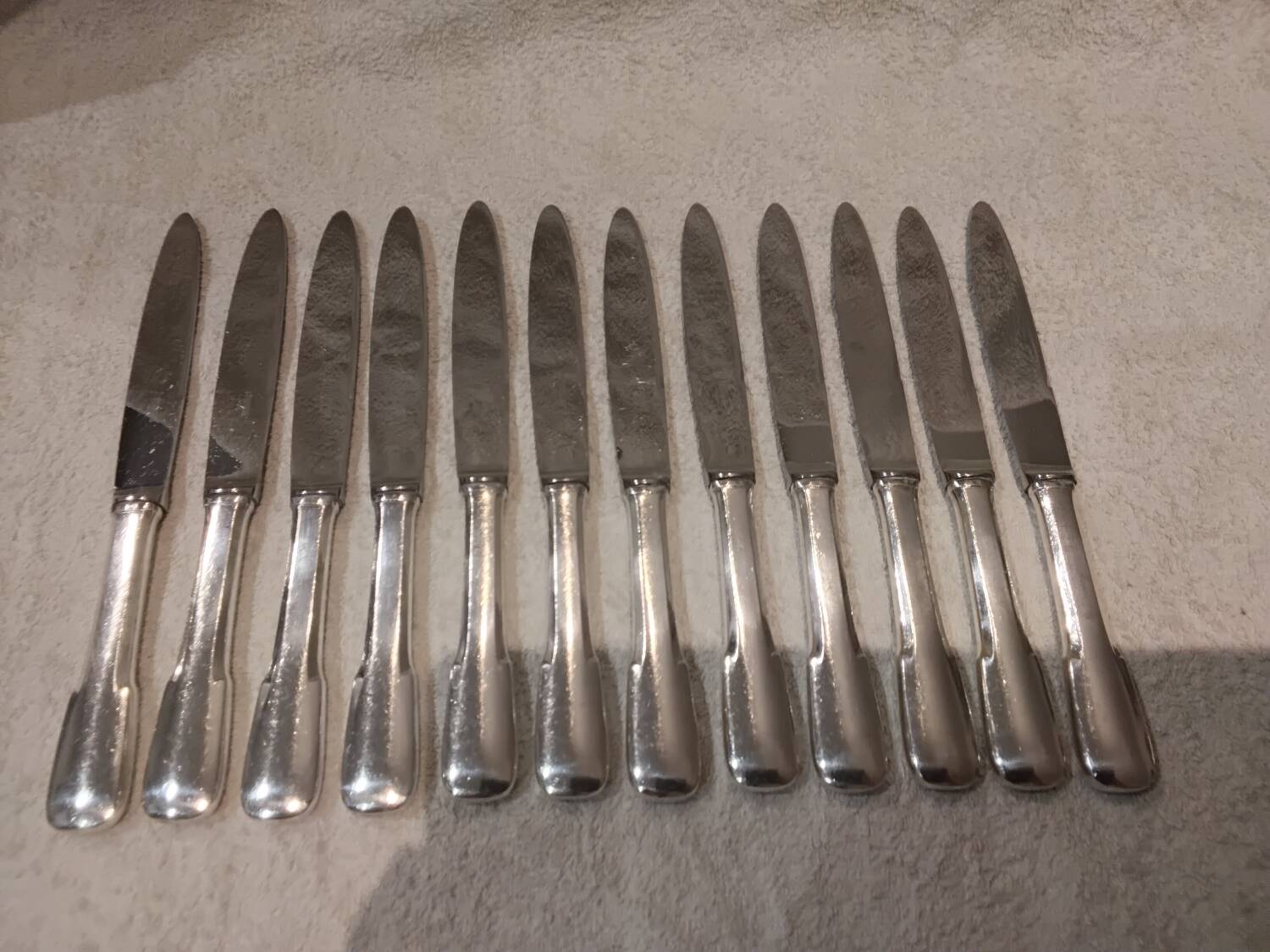 12 silver plated table knives, Francia goldsmith, single-flat, 24.7cm