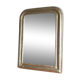 Miroir cadre bois plâtre sculpté perle dorée patiné