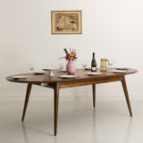Custom-made solid walnut dining table with 4 extensions, for 6 to 16 people