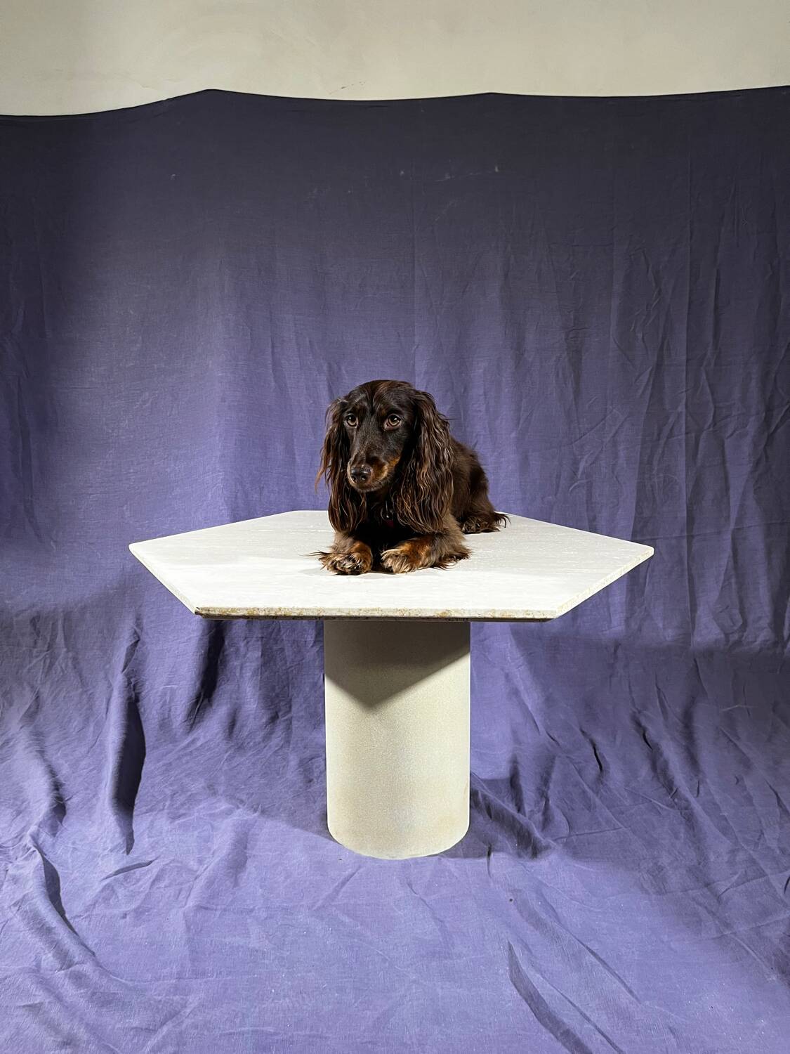 Table basse en travertin pied acier