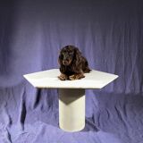 Travertine coffee table with steel base