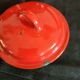 Bouilloire rouge en email vintage
