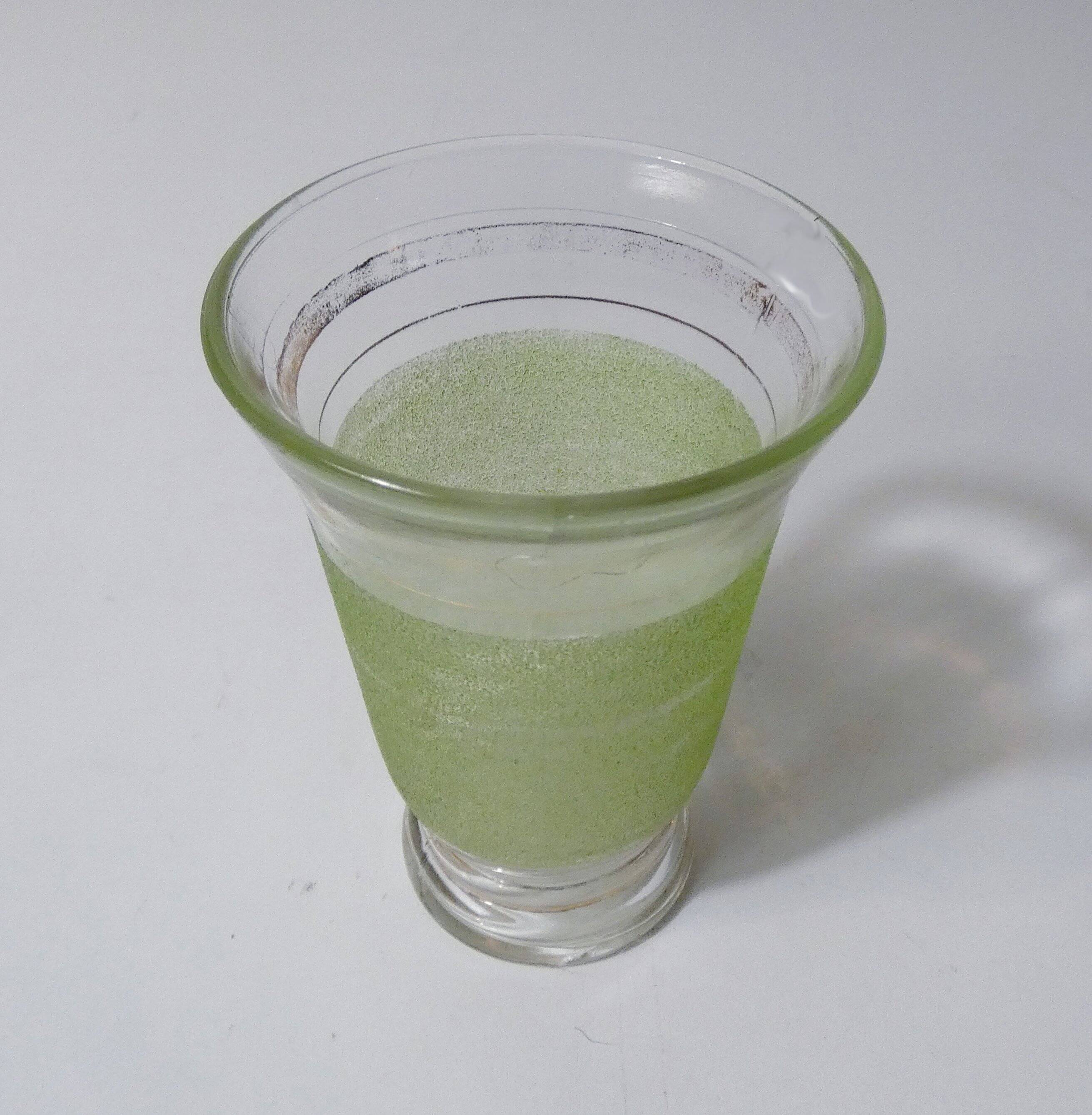 Vintage green and gold frosted glass vase