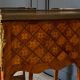 Pair of bedside tables Louis XV style marquetry with shamrocks and XXth bronze