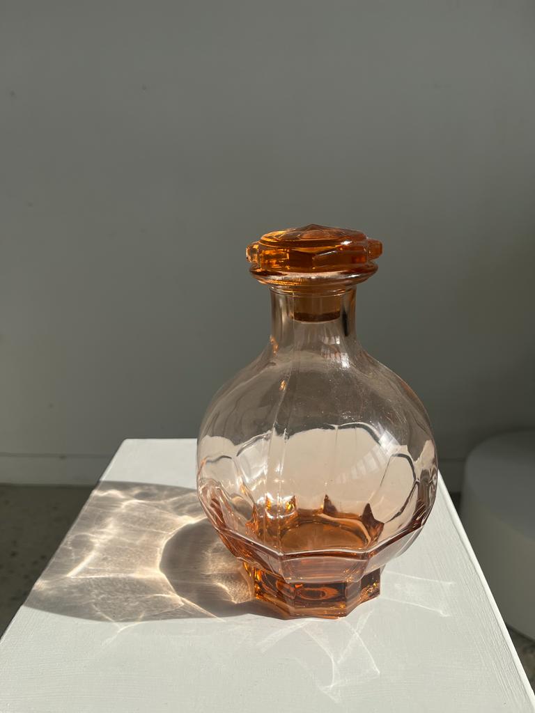 Pink glass liqueur decanter