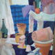 Old painting oil painting on wood