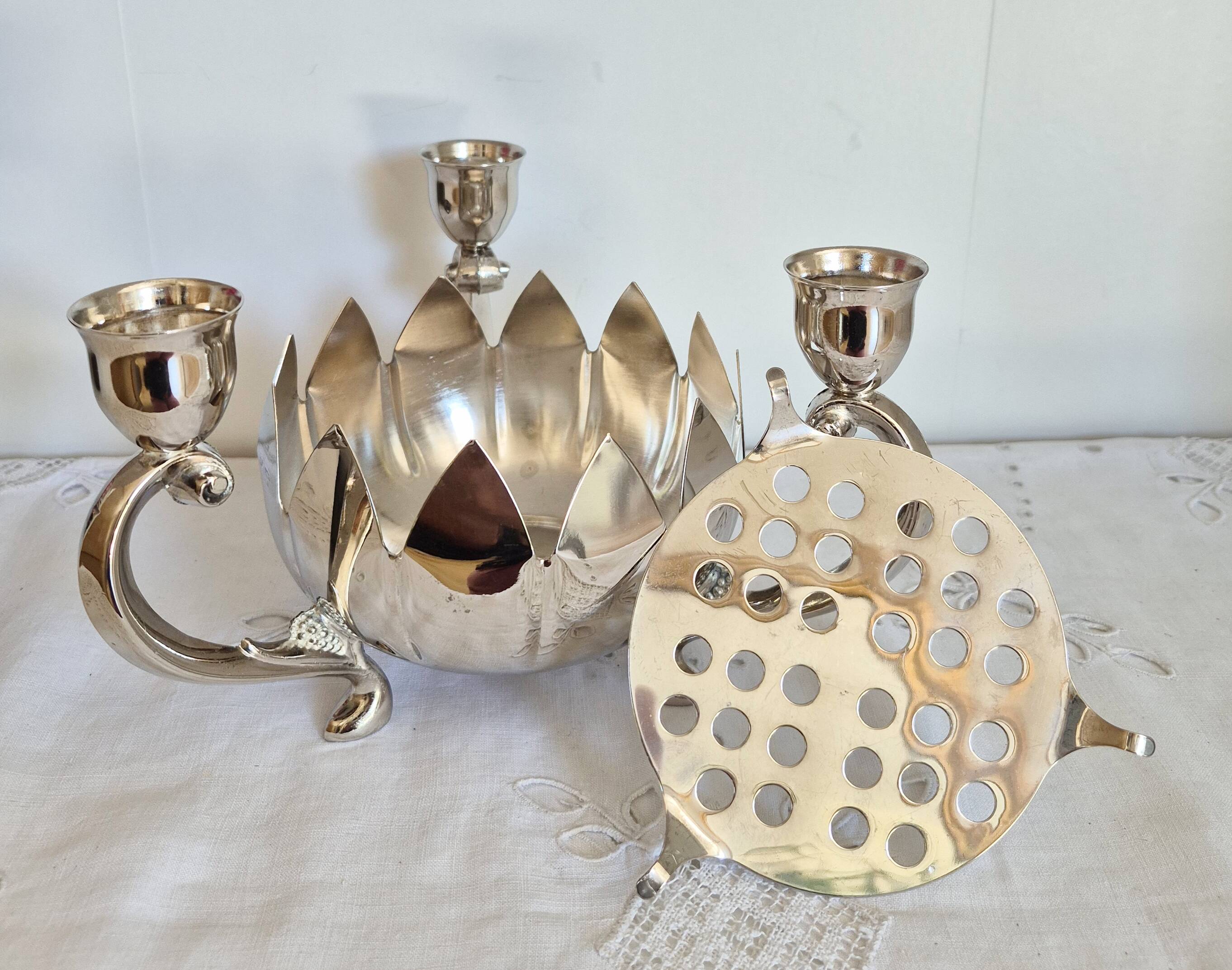 Silver-plated flower holder, vase, centrepiece.