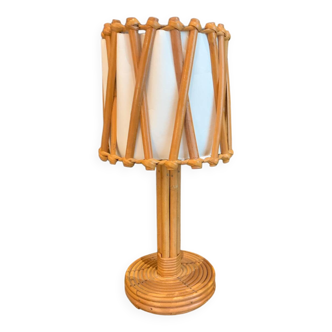 Louis Sognot vintage rattan lamp