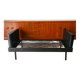 Day Bed sofa in skai, red mottled fabric and black metal 1950