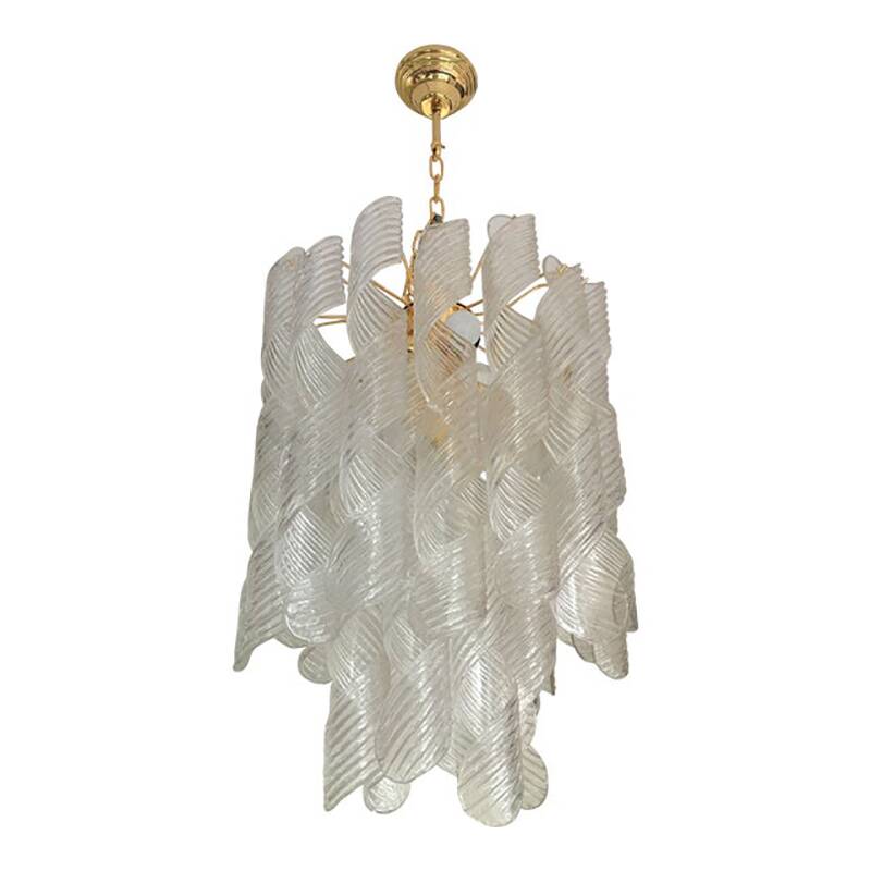Murano Glass Chandelier "Virgola" Made in Italy Venini Style