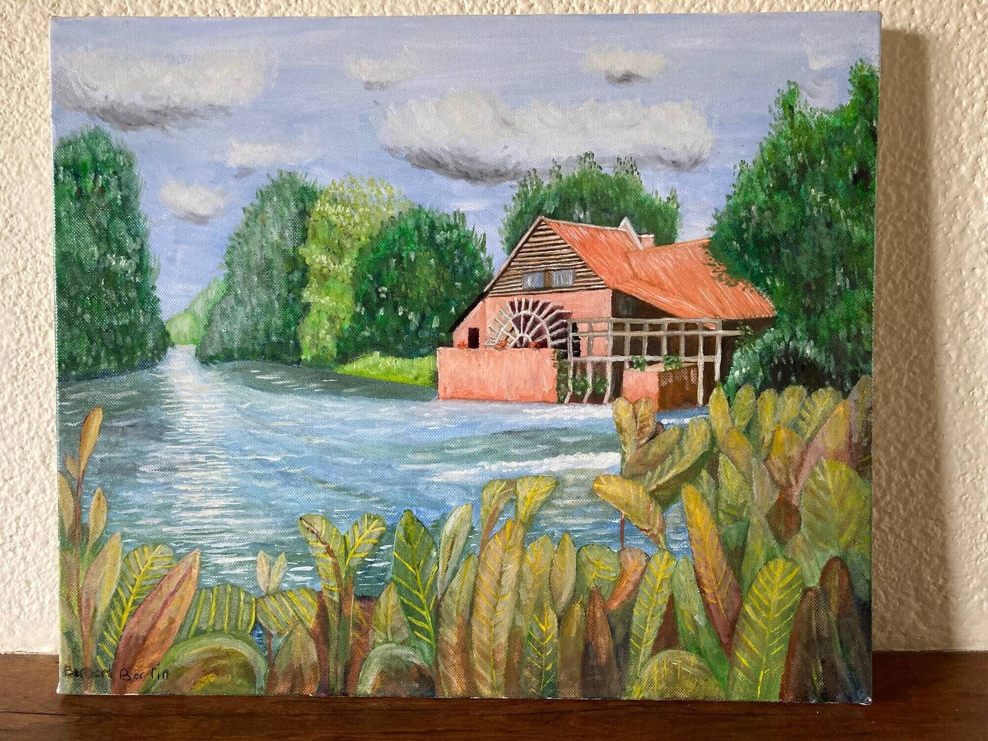 Oil painting "The Mill of Maintenay" Hauts-de-France