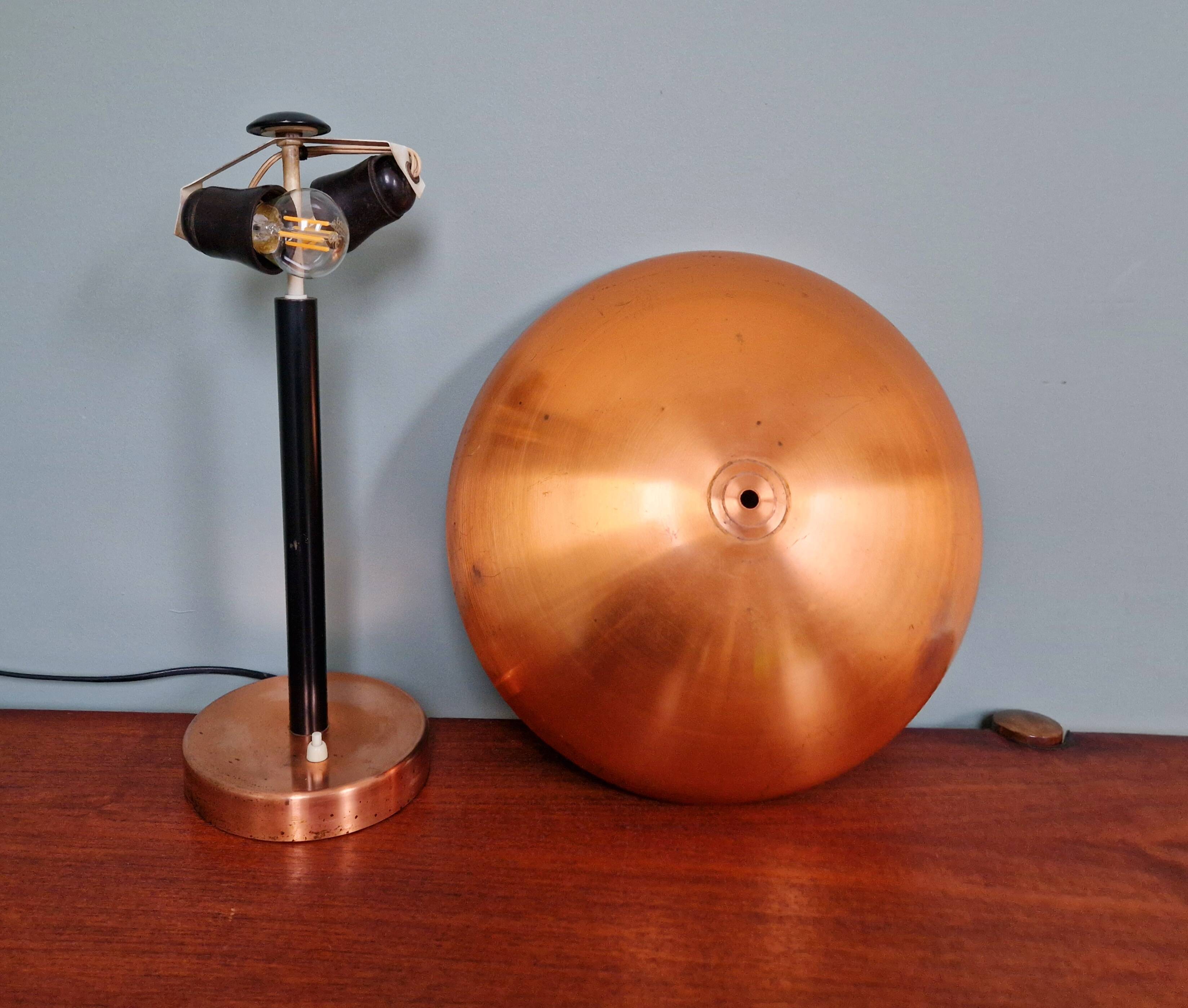 Large copper desk lamp, 1950s