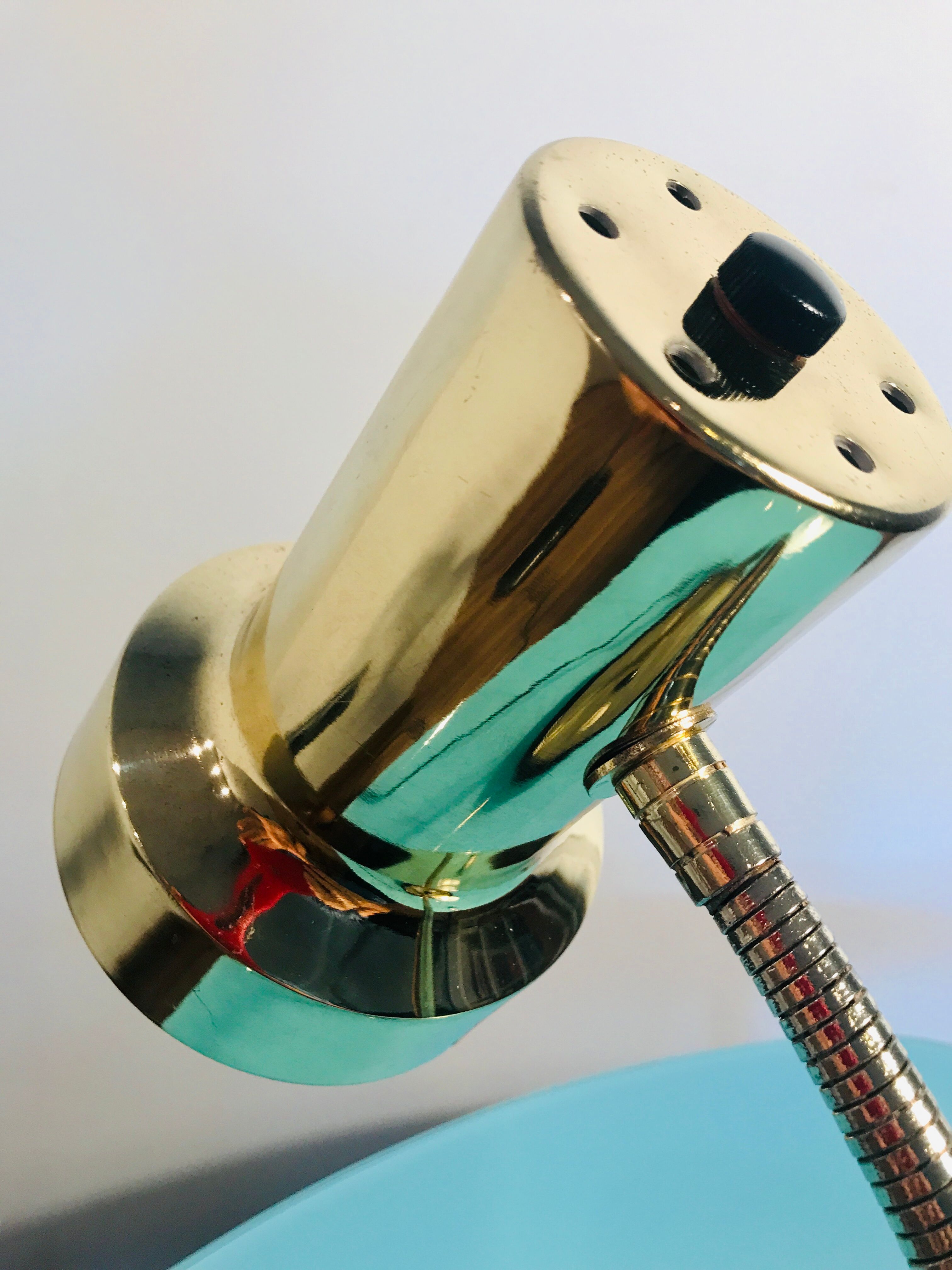 Art deco lamp, golden lamp shade, retro table lamp for apartment decor