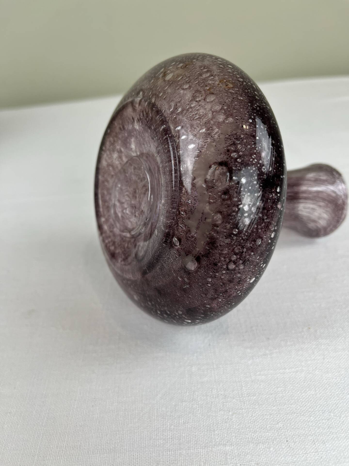 Vintage bubble glass soliflore vase in mauve/lilac.