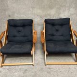 Pair of Scandinavian “Kon-tiki” armchairs by Gillis Lundgren for IKEA