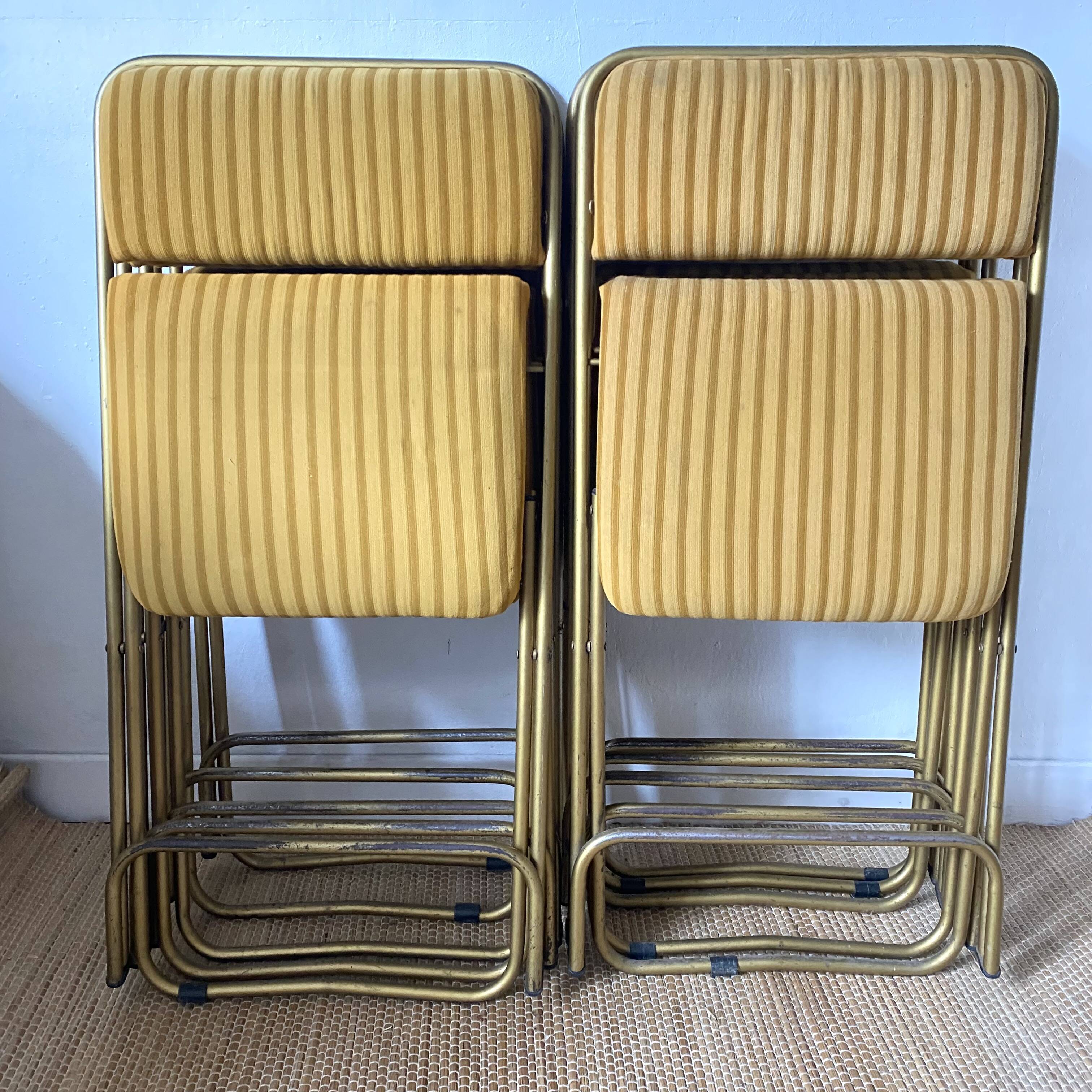 Lafuma folding chairs in velvet and gold metal