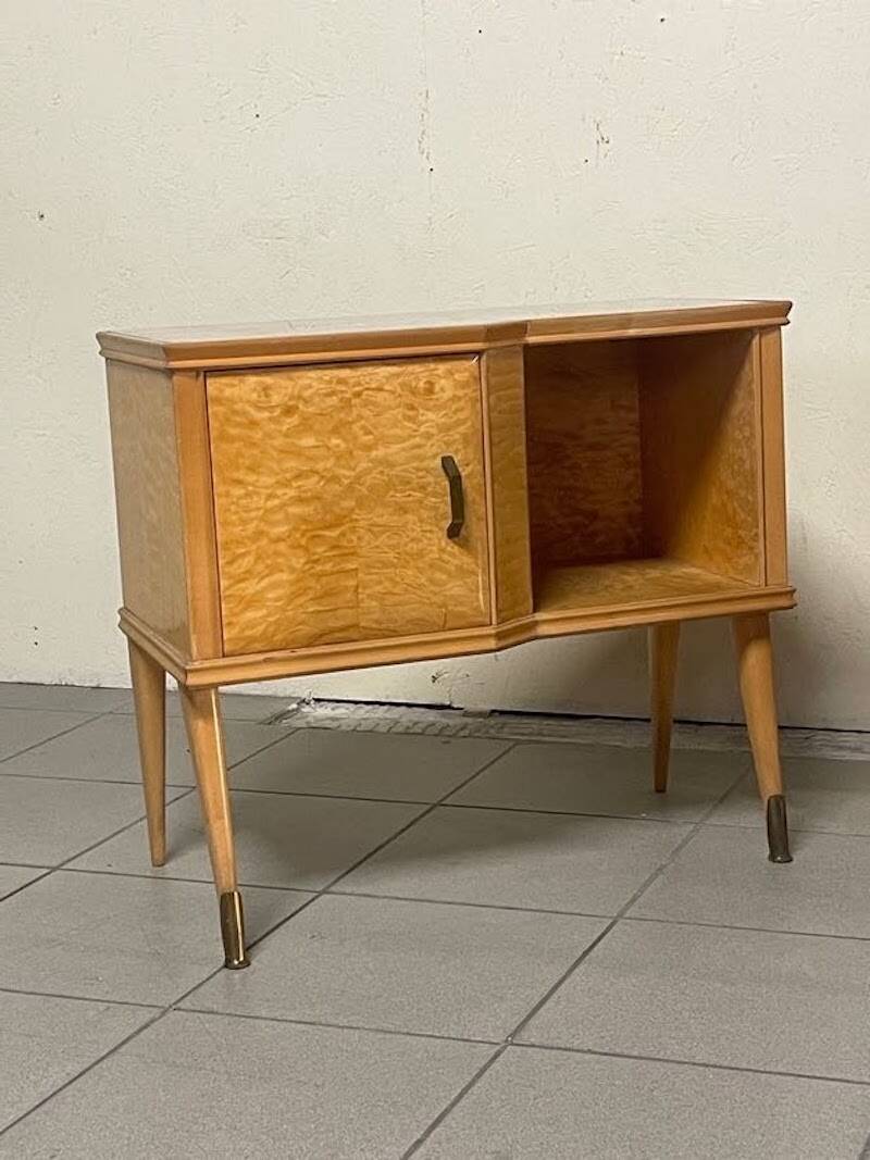 Pair of Maple and Glass Nightstands, Italy, 1950