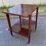 Scandinavian dark oak glossy serving trolley