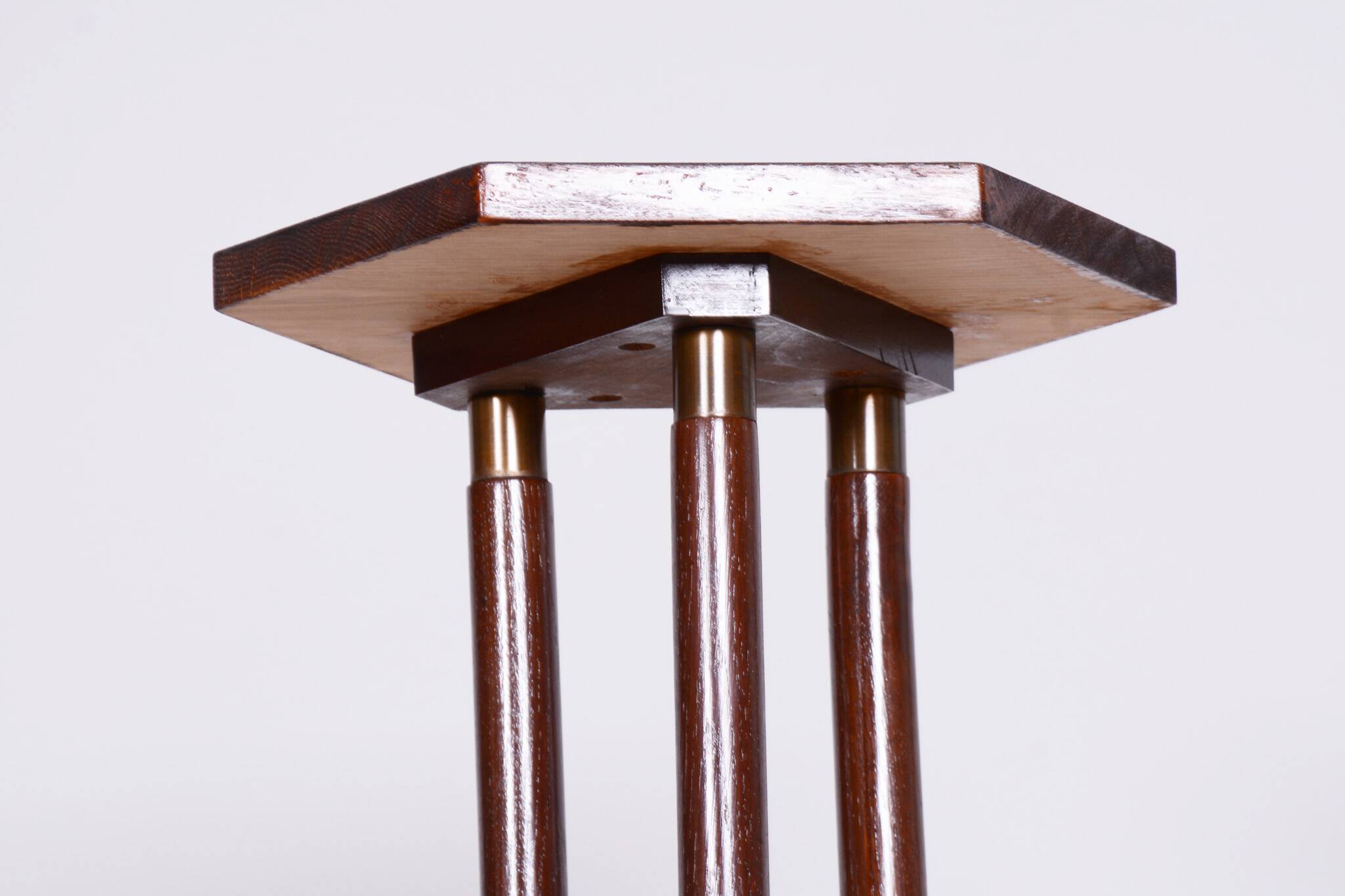 Restored ArtDeco Oak Pedestal, Revived Polish, Czechia, 1920s