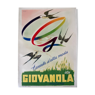 Affiche originale de publicité vintage des années 1960, Tissu pour robes de mode, Giovanola, Italie