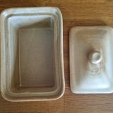Vintage stoneware butter dish Village CNP with lid