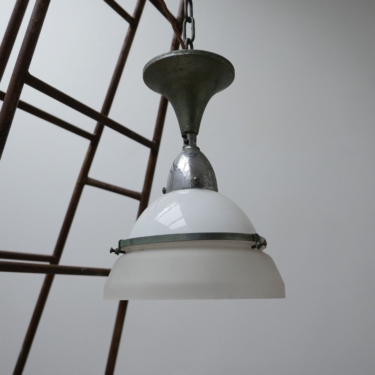 Two Tone Antique Glass Ceiling Pendants (2)