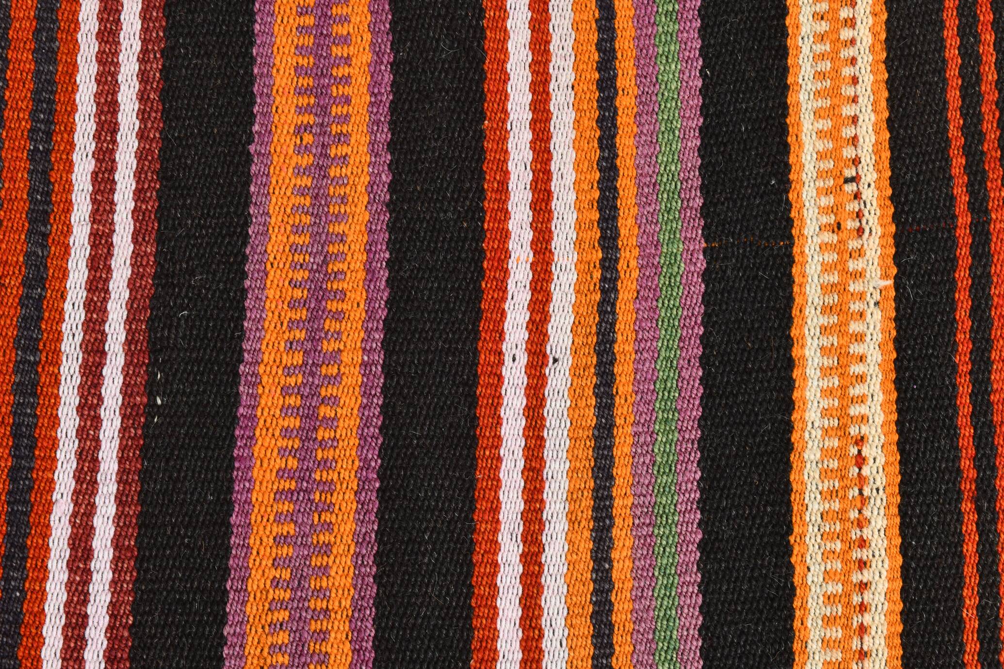 3x10 Striped Pattern Turkish Kilim Runner Rug, 100x299Cm