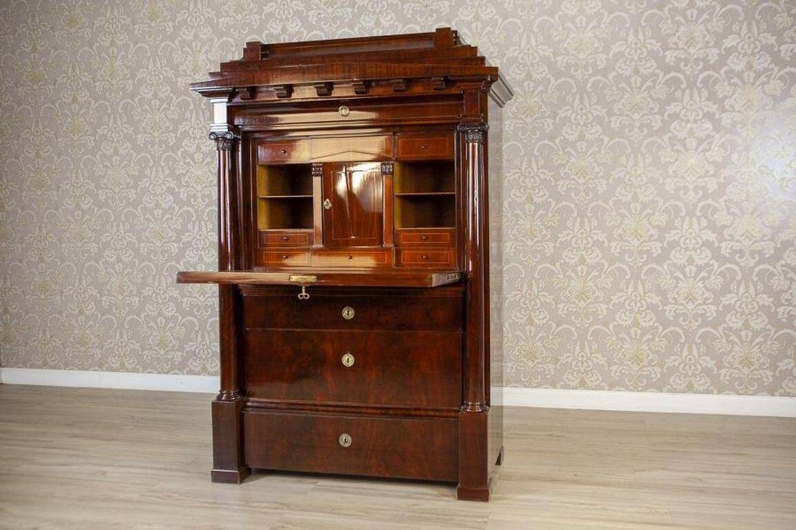 Antique Biedermeier Secretary with Mahogany, 1840