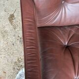 Scandinavian leather and wood armchair Kengu armchair Elsa & Nordahl Solheim- Rykken
