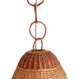 Rustic Mid-Century Wicker Pendant Lamp, Handwoven in Spain, c. 1960s