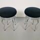 Vintage Uri Stools with Waved Chrome Legs and Black Seats by Per Ivar Ledang for Ikea, 1995, Set of 2