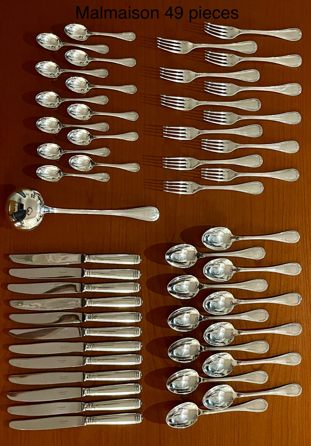 Christofle Malmaison cutlery 49pieces very good condition silver metal