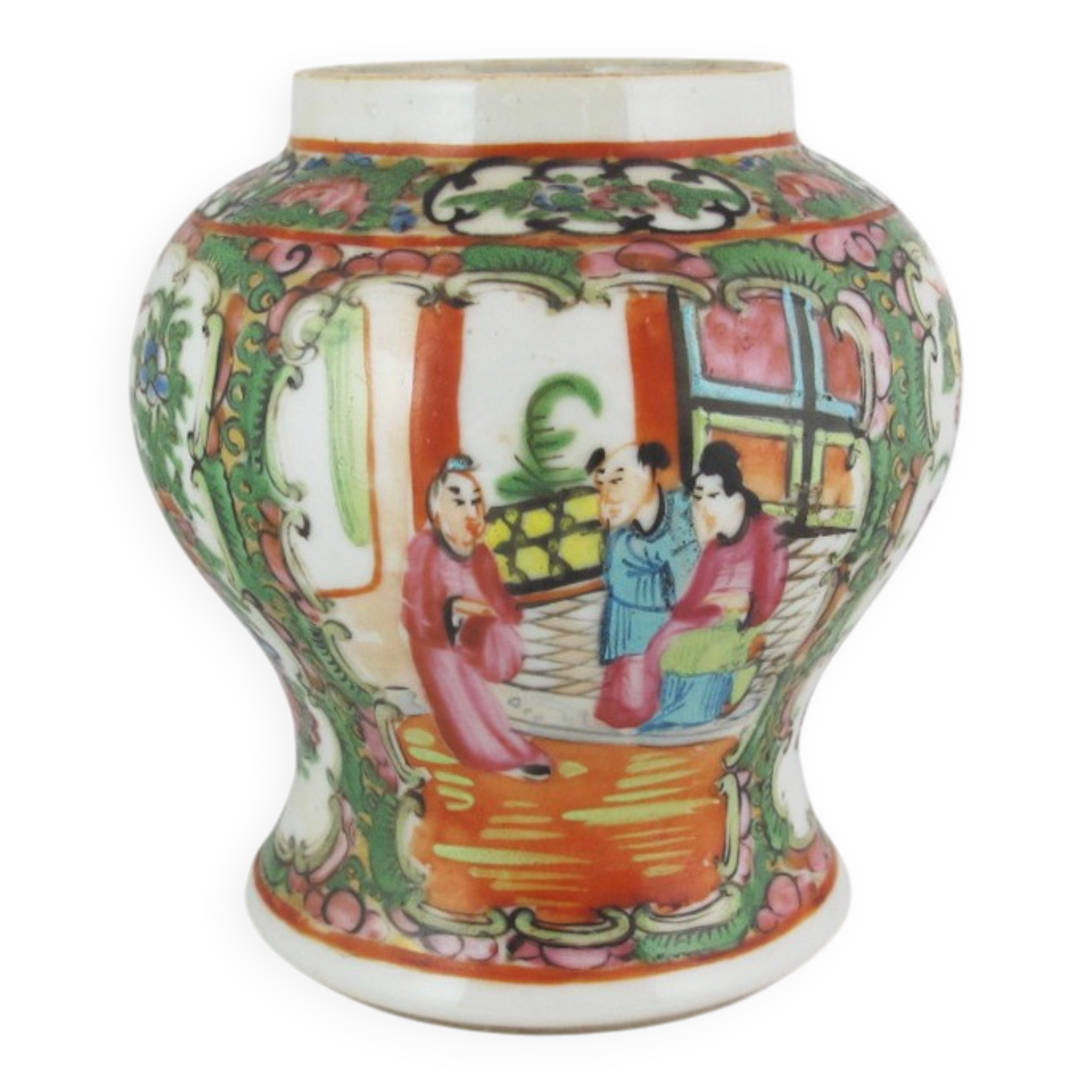 small Chinese vase in porcelain, famille rose, late 19th century
