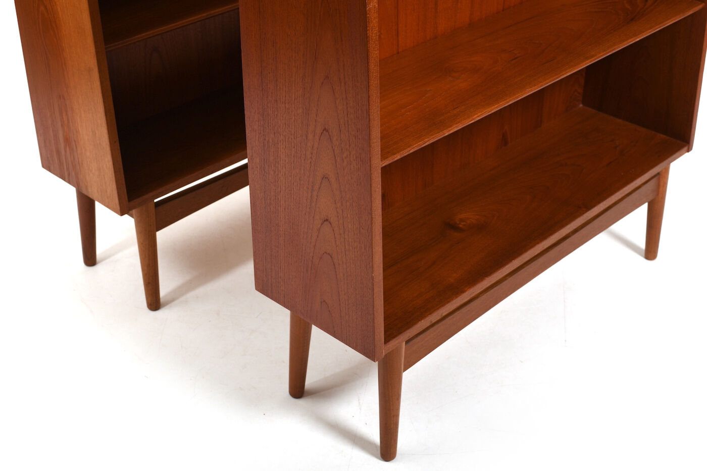 Pair conical Danish Bookcases in Teak by Johannes Sorth