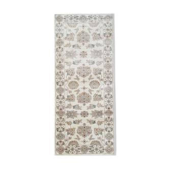 Handmade Ziegler Wool Rug, Cream and Green Wool Runner Rug- 80x185cm