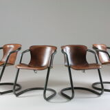 4 chairs in tanned cognac leather, Italy